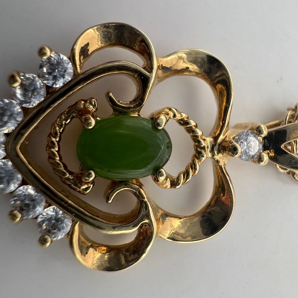 Joseph Cleary JC Green Chalcedony gemstones and CZ diamonds necklace and earring - Picture 7 of 15